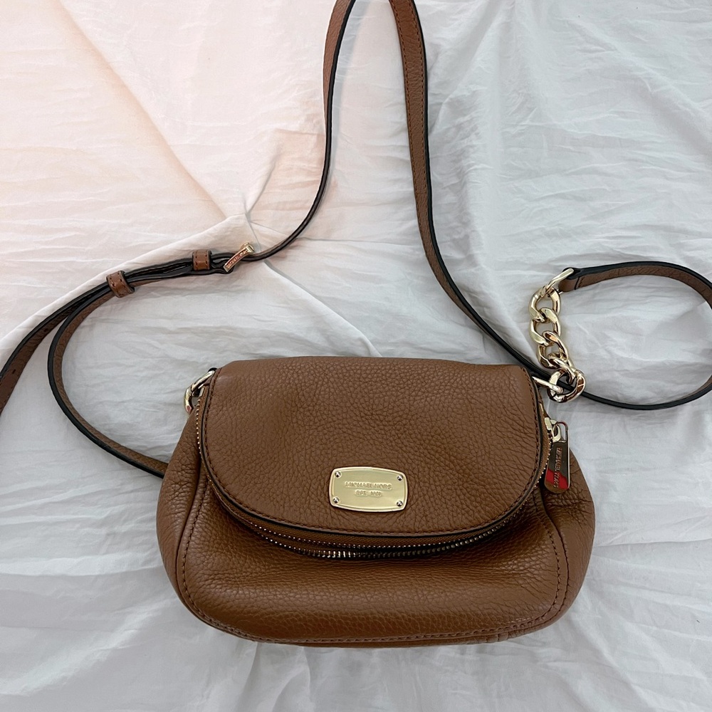 MICHAEL Michael Kors Brown Leather Bedford Crossbody Bag - Good Used Condition